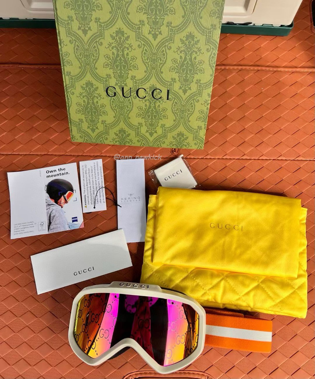 Gucci Ski Goggle Black Pink Olive Green White (6) - newkick.cc